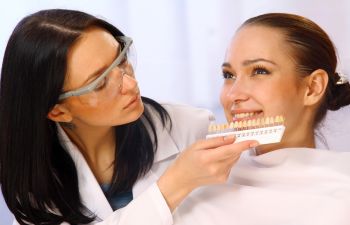 Woman with a dental implants